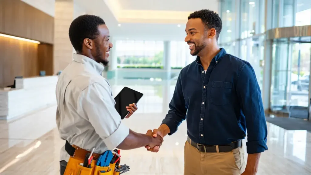 Lighting contractor with property managers